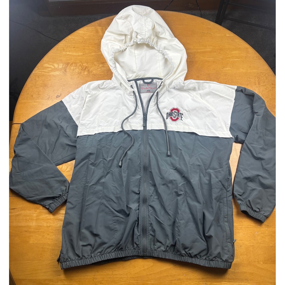 Campus Classics Ohio State Buckeyes Windbreaker Jacket Grey White Mens XXL